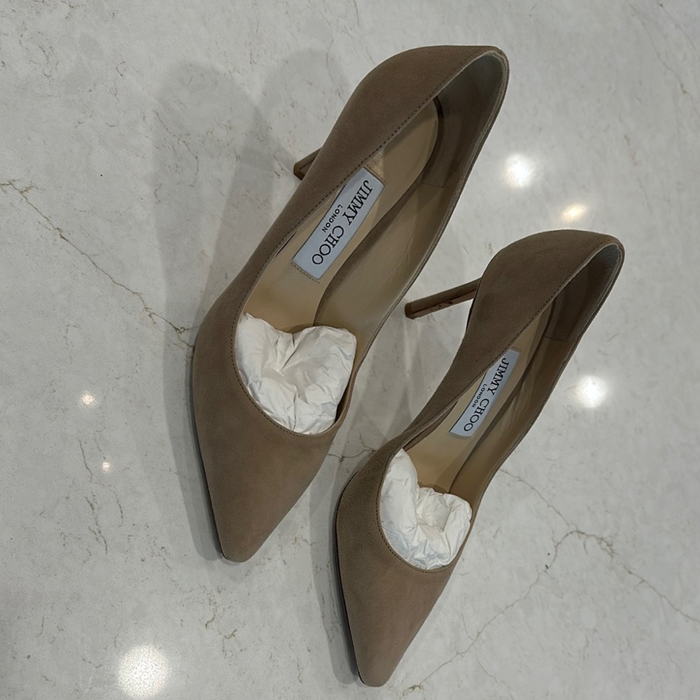 Jimmy Choo Tan Heels Elegant Pointed Toe Pumps